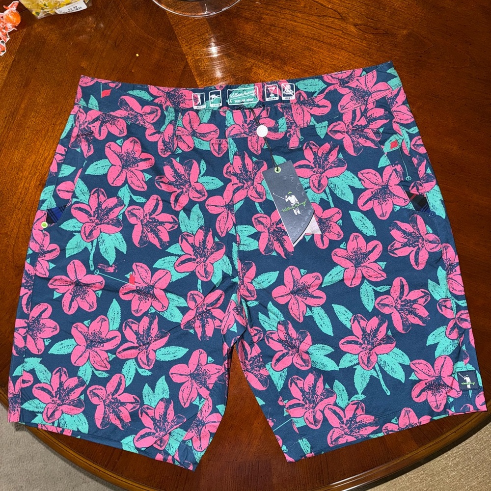 Floral Print Shorts in Pink and Green